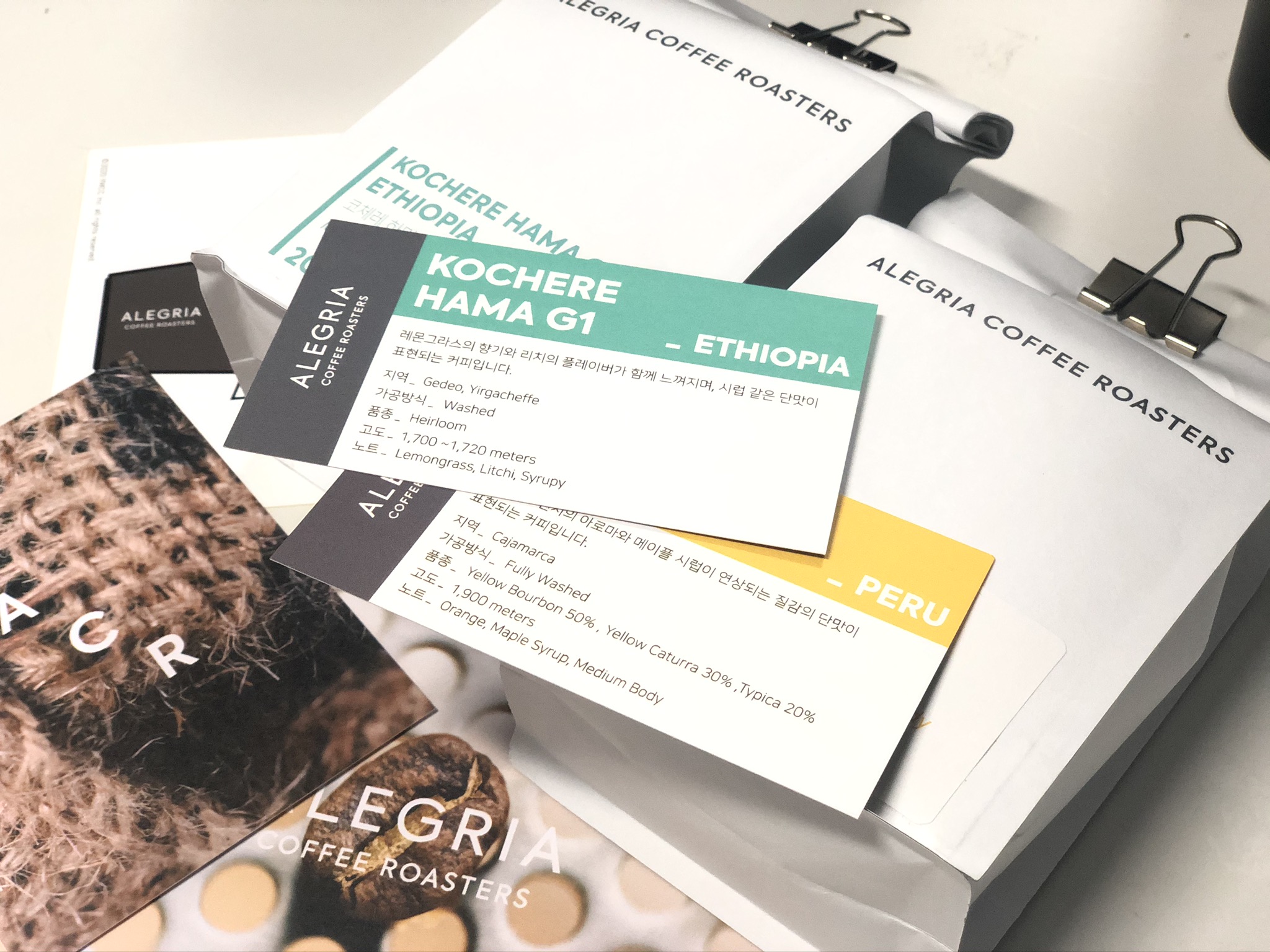 Coffee bag front — origin, farm, and processing information